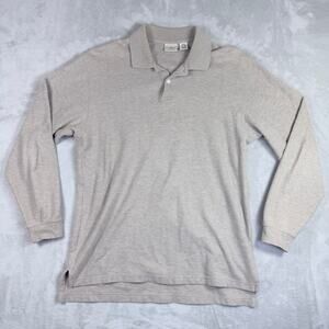L.L.Bean Men's Double L Long-Sleeve Pique Polo Shirt Heather Gray Size Med-Tall